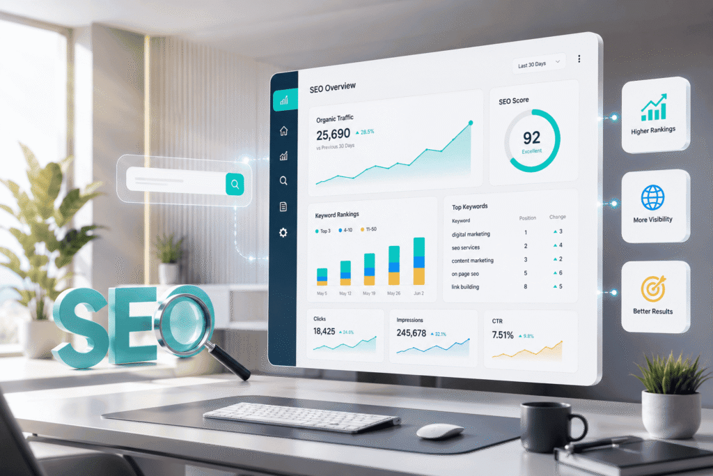 Tech-driven-seo-workplace-with-dashboard